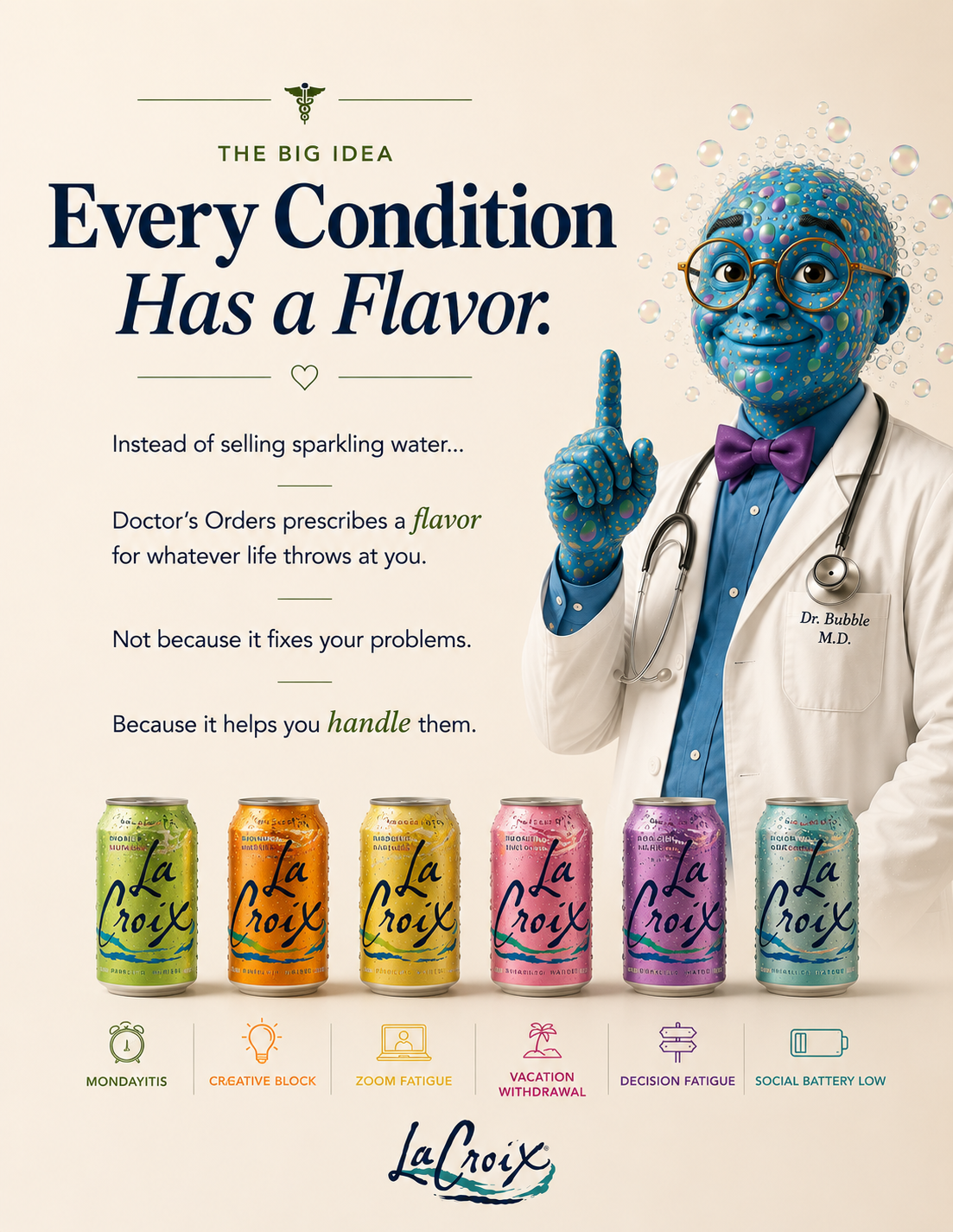 “Every Condition Has a Flavor” campaign concept board for LaCroix